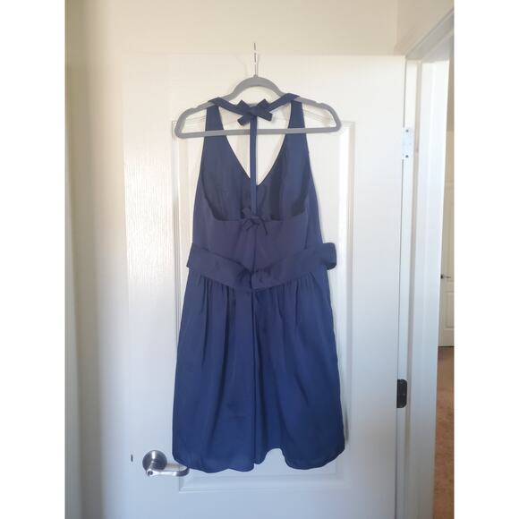 White by Vera Wang Navy Blue Fit and Flare Back Bow Mini Cocktail Dress, Size 14 - Picture 9 of 13